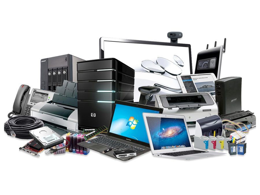 Computer hardware and accessories held for supply.