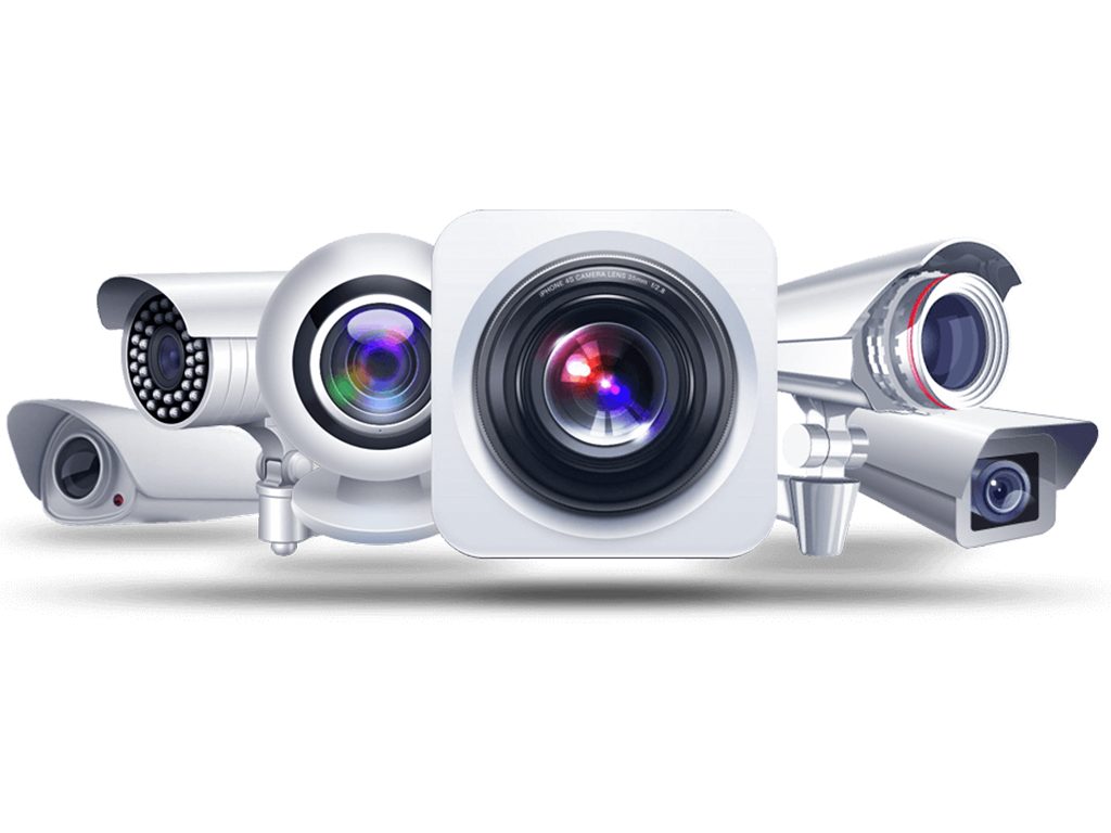 A surveillance camera mounted on a building exterior.
